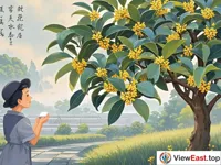 Under a blooming osmanthus tree, someone is quietly enjoying the osmanthus flowers.