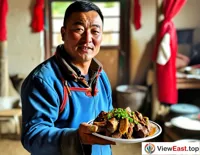 In a herdsman's home in Qinghai, the host warmly serves guests a plate of hand-grabbed mutton, with a golden yellow color that greatly whets the appetite.