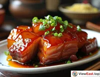 At a family gathering, a plate of Braised Pork Belly is served, instantly captivating the family with its rich aroma and glossy appearance.