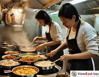 In a cozy home kitchen, a mother prepares Buddha Jumps Over the Wall for her family, with every step filled with love and care.