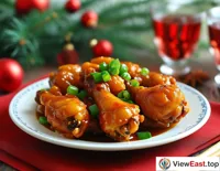 On a holiday table, a plate of Sanbei Chicken serves as a festive delicacy, with a golden color and rich flavor.
