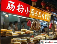 On a Guangdong snack street, signs of Cheong fun shops stand tall, each with its unique sauce, tempting diners to try.