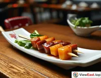 In an upscale Sichuan restaurant, Chuan Chuan Xiang is presented with exquisite plating, combining traditional cuisine with modern art of presentation.