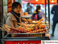 Outside a Sichuan school, Chuan Chuan Xiang carts are the first choice for students after school, simple, fast, and delicious.