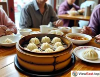 During breakfast time in Fujian, a family sits around the table, sharing a freshly steamed basket of Sha County buns, enjoying a warm moment.