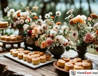 At an outdoor wedding in Yunnan, flower cakes appear on the tables as desserts, bringing sweet blessings to the newlyweds and guests.