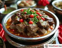 At a Qinghai wedding, hand-grabbed mutton is a significant dish, symbolizing the couple's happy life.