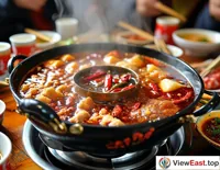 In a Sichuan tour group, tourists are captivated by the unique spicy flavor of the local hot pot, praising it highly.