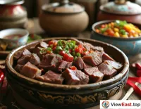 At Mongolian weddings, hand-pulled mutton is a traditional delicacy to entertain guests, symbolizing the hospitality of the Mongolian people. 