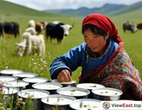 On Qinghai's plateau pasture, herdsmen enjoy the sweet and sour taste of yogurt after a busy day.
