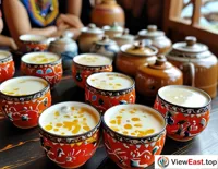 In Inner Mongolia's tourist area, tourists are captivated by the unique flavor of authentic milk tea after tasting it.
