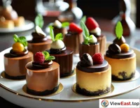 At a high-level business meeting, dainty chocolate mousses serve as afternoon tea snacks, bringing a touch of relaxation to the tense atmosphere.