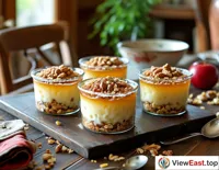 At a cozy family gathering, nut pudding is served as dessert, winning family praise for its unique taste and rich nutrition.