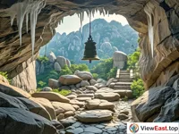 Mingxia Cave in Laoshan, a deep cave with various stalactites and stalagmites, great for exploration and photography.