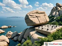 Qipan Stone in Laoshan, a giant slab, legendary chess place of immortals.