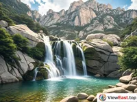 Longtan Waterfall in Laoshan, thunderous waterfall, a signature view.