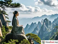The tranquil figure of the Eastern Goddess Peak in Sanqingshan