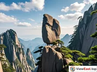 The strange and steep beauty of the Flying Rock at Huangshan.