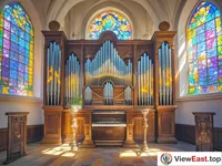 The dappled light and shadow in the Organ Museum on Gulangyu Island.
