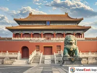 The guardian stone lions in front of the Shenwumen in the Forbidden City.