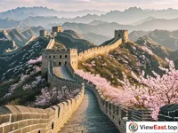 The spring blossoms along the Jinshanling section of the Great Wall.