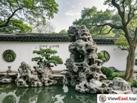 The peculiar rocks and grottoes of the Lion Grove Garden in Suzhou's gardens.