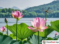The summer lotus blooms at the Lotus-in-Winter Garden at West Lake.