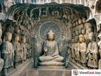 The thousand Buddha walls inside the Wanfo Cave at Longmen Grottoes in Luoyang