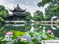 The Southern Garden of Tianyi Pavilion in Ningbo, a paradise for lotus flowers and swimming fish.