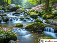 The clear stream of Xiangxiyuan in Shennongjia, a gift of nature with transparency. 