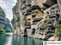 The hanging coffins of Longhu Mountain, a testament to history.