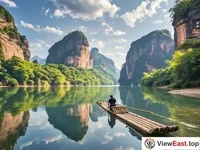 The Luxi River of Longhu Mountain, tranquility between mountains and waters.
