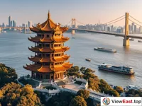 The magnificent view of Wuhan Yellow Crane Tower, a landmark of the river city.