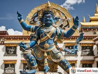 The protective deity in the Bandan Lam Hall of Jokhang Temple, guarding the sacred land.