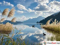 The lake and mountain scenery of Lushan's Hankou.