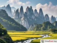 Idyllic Scenery of Jiuzi Rock in Jiuhua