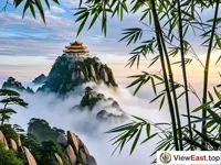 Misty Tiantai Peak of Jiuhua Mountain