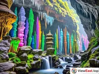 Colorful Stalactites in Laojun Cave