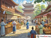 Bustling Market Scene in Qingming Park