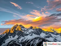 Golden Peaks at Sunset on Yulong Snow