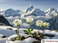 Resilient Snow Lotus on Meili Snow Mountain Summit Defying the Elements