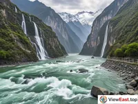 Torrential Waters and Cascading Falls at Yarlung Zangbo Bend