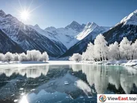 Frozen Ranwu Lake in Winter Icy Splendor and Majestic Peaks