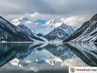 Mysterious Reflections at Yangcuo Lake Snowy Peaks and Mist