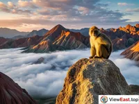 Spirit Monkey Gazing at Sea of Clouds Zhangye Danxia