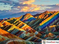 Sunset Radiance at Zhangye's Rainbow Clouds Terrace