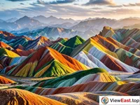 Colorful Danxia at Dawn Zhangye's Colorful Cloud Sea Terrace