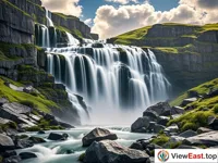 Majestic Hetun Sarai Waterfall in Bayanbulak with Roaring Water
