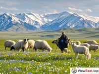Bayanbulak's Summer Meadows Blossoms and Leisurely Sheep