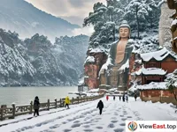 Leshan Buddha's Serenity in Winter Snow
